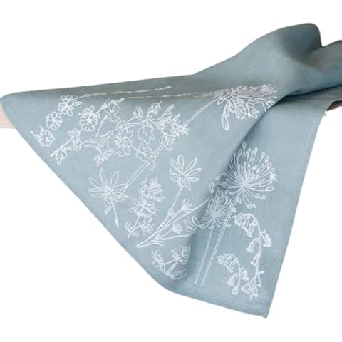 Helen Round Duck Egg Blue Linen Tea Towel Cover