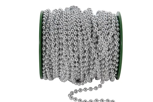 KAOYOO 130 Feet Artificial Pearls String Beads Chain Pearl Strands Spool Pearl for Garland Wedding Party Decoration and Christmas Tree Decoration(4MM Silver)