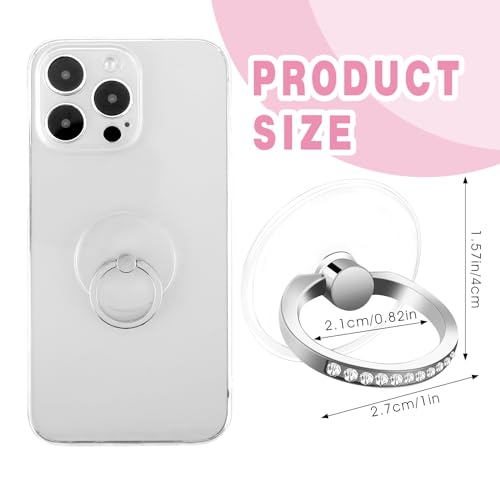 Bremorou 560979_1_RAHPB3V4 4 Pcs Diamond Cell Phone Ring Holder Stand Transparent Finger Grip Clear Phone Ring Grip Clear 360° Degree Rotation Kickstand Phone Rings thumb #1