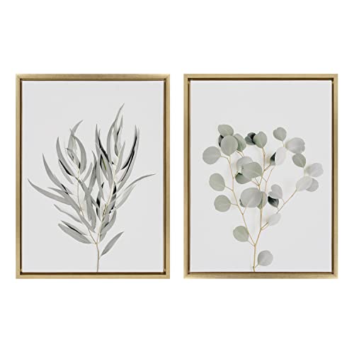 Kate and Laurel Sylvie Neutral Botanical 1 and 2 Framed