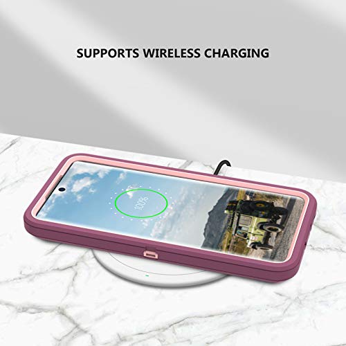 Mmhuo For Samsung Galaxy Note 10 Plus Case(Without Built-In Screen Protector),3 In 1 Dust & Shock-Proof Heavy Duty Protective Case Phone Case For Samsung Galaxy Note 10 Plus,Pink/Violet #TOP5