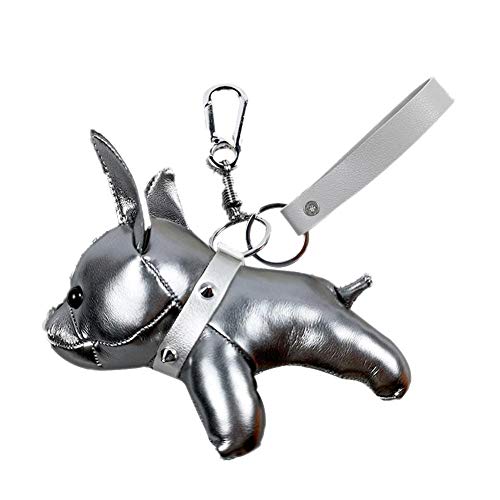 Preisvergleich Produktbild QueenHome Cartoon Schlüsselbund Mit Lederseil, Französische Bulldogge Haustier Hund Schlüsselanhänger Anhänger