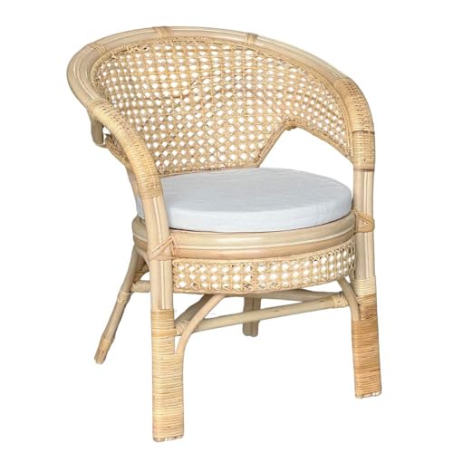 okaffarefatto zimbardi costanza Fauteuil Amanda en bois de bambou et paille de Vienne avec coussin offert