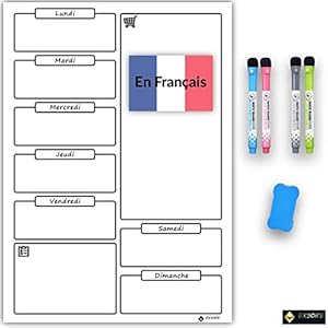 whiteboard, magnetisch, weekoverzicht, afwasbaar, voor koelkast, keuken, markeerstift, magnetisch, ideaal voor het…