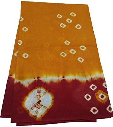 Yellow Red Amri Fashion Women's Bhathini Cotton Saree (Sari) With Blouse Piece | 6.3 Mts