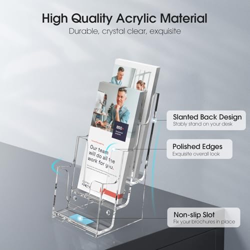 image for MaxGear Acrylic Brochure Holder, 4-Inch Wide 3 Tier Brochure Display S