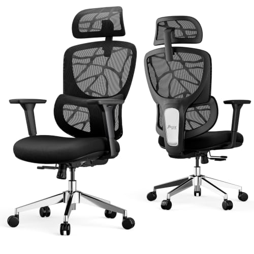Image of Jacia House Big & Tall Ergonomic Office Chair with Lumbar Support | Breathable Mesh Back, 135 Recline, 360 Swivel, Sliding Seat, 2D Removable Headrest, 4D Armrest for Home Office & Gaming