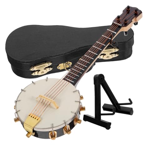 MAGICLULU Wooden Mini Musical Instrument Banjo Model Decorative Banjo Ornament for Music Lover Home Decor