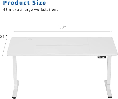 Miniatura 3 de YESHOMY Escritorio eléctrico de pie ajustable en altura, mesa de computadora de 55 pulgadas, estación de trabajo de oficina en casa, patas