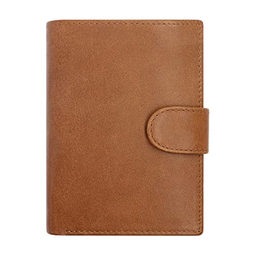 Womens wallet Short Retro Genuine Leather Coin Purse Top Cowhide Business Card Holder Bag Vertical (Brown)