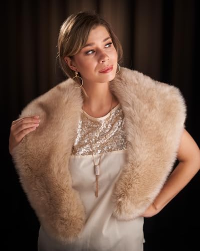 Futrzane Siberian Shawl - Womens Faux Fur Wraps Stoles - Elegant Wedding Collar4