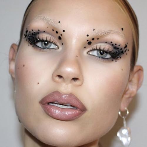 Image of NOOEPC Black Face Gems, Self-Adhesive Rhinestones 3 /4 /5 /6 mm DIY Face & Eye Jewels, Rave Accessories