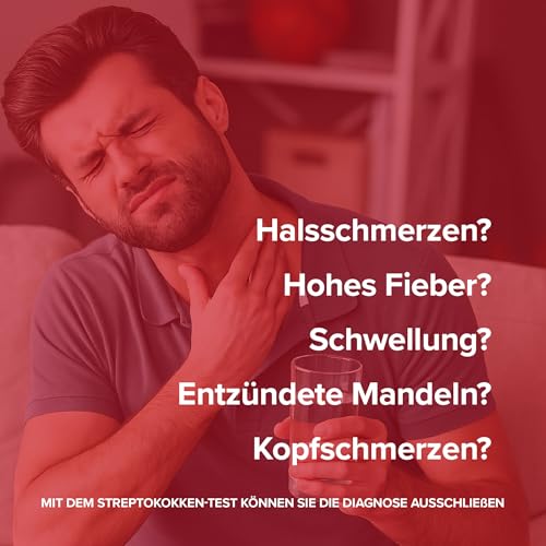 Streptokokken Schnelltest Strep A – 2 Stück | Halsabstrich Schnelltest Kinder & Erwachsene | Strep Test Zuhause | CE IVD