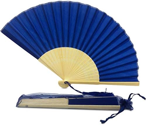 FANSOF.FANS Set van 10 stoffen handventilator met kwastjes, klasse A bamboe ribben, feest huwelijksgunst (Ivoorbeige