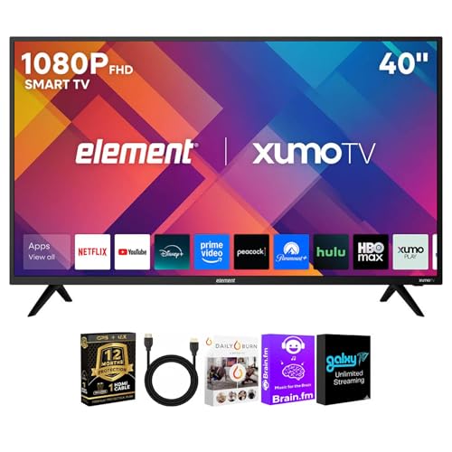 Element 40 Inch Smart TV 1080p HD Genesis Series LED Smart Xumo TV WiFi HDMI Streaming Ready Bundle HDMI Cable 12 Month CPS Warranty Streaming Bundle Home Entertainment Television