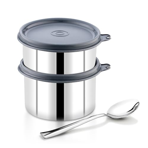Image of Pigeon Vibe Stainless Steel Lunch Carrier Set of 2 Containers (350ml & 500ml) with Leak Proof Lid | Insulated Lunch Bag Included | Office & School Tiffin Box for Travel
