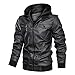 Produktbild FRAUIT Herren Kapuzen Lederjacke Langarm Leder Hoodie Winterjacke Parka Windbreaker Jacke Winddichte Outdoor Jacke Herbst Winter Männer Mode Bomberjacke Fliegerjacke Streetwear (U-Grau, XXL)