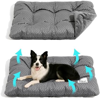 FUNNY FUZZY Washable Dog Crate Pad 42x28, Double-Sided Cooling Li...