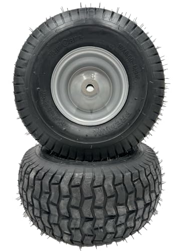 Set of 2-15x6.00-6 Silver Lawn Mower Replacement Wheel - Fits 3/4 Inch Axle