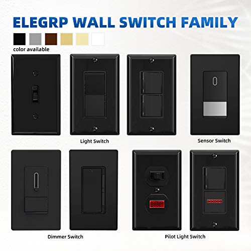 ELEGRP Single Pole Decorator Light Switch, 15Amp, 120-277V, Decorative Paddle Rocker Switch Replacement, On/Off Wall Switch, Self-Grounding, Residential/Commercial Grade, UL/CUL (10 Pack Glossy Black) by ELEGRP - Image 4