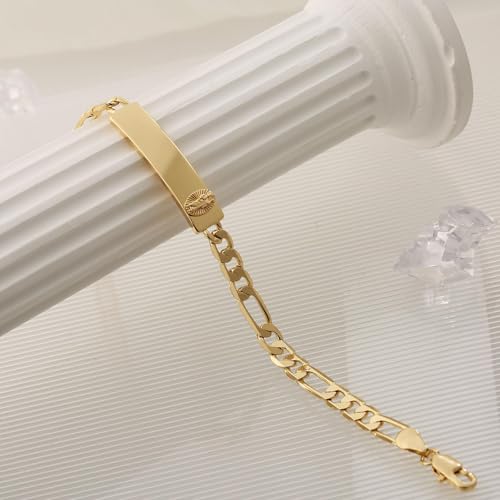 HZMAN 14K Gold Plated Figaro Chain Link Bracelet for Women Dainty Religious Saint Jude Bracelet Jewelry Gift4
