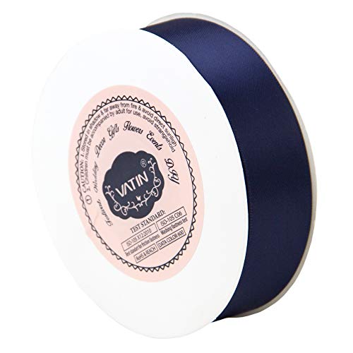 Vatin 1 Inch Double Faced Polyester Satin Ribbon Navy Blue - 25 Yard Spool, Perfect For Wedding, Wreath, Baby Shower,Packing And Other Projects. #TOP3