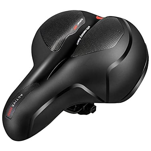 jojobnj Bike Seat Cover Gel, Large and Comfortable Bicycle Saddle Seat Cushion with Double Shock Absorption Function, Suitable for Indoor/Outdoor Bicycles with Reflection Cover