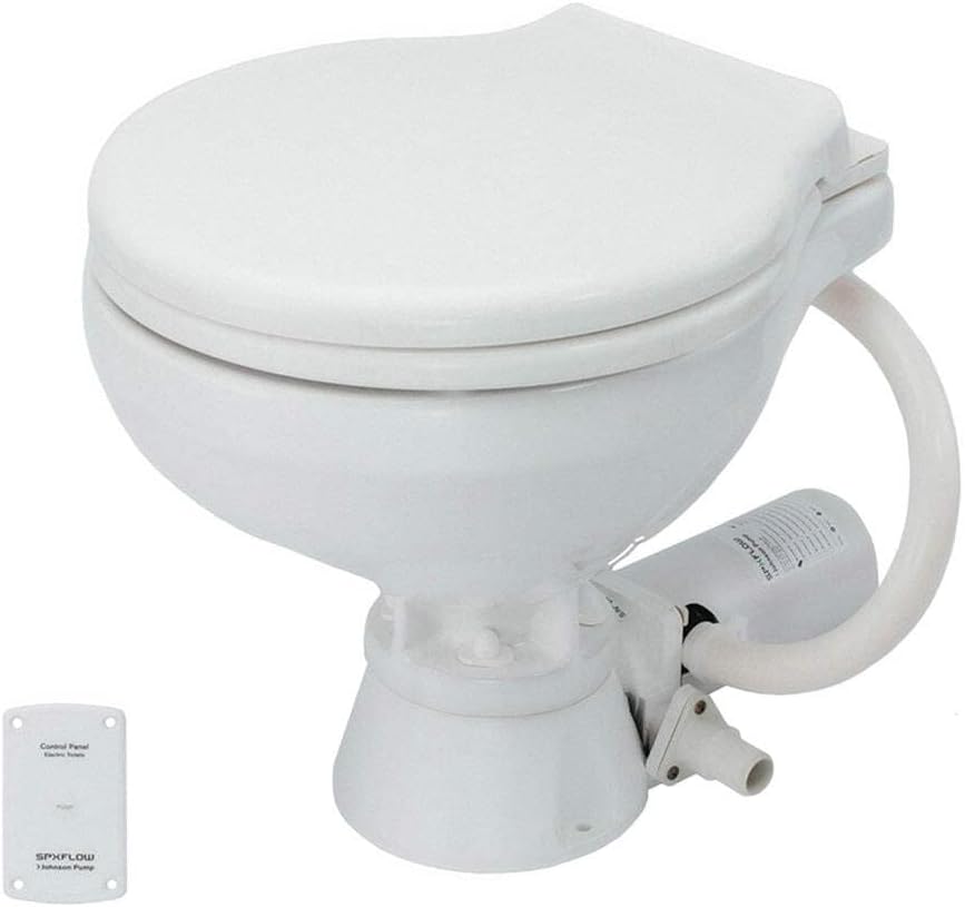 Johnson Pumps 80-47435-01 AquaT Compact Standard Electric Marine Toilet, 12V, White