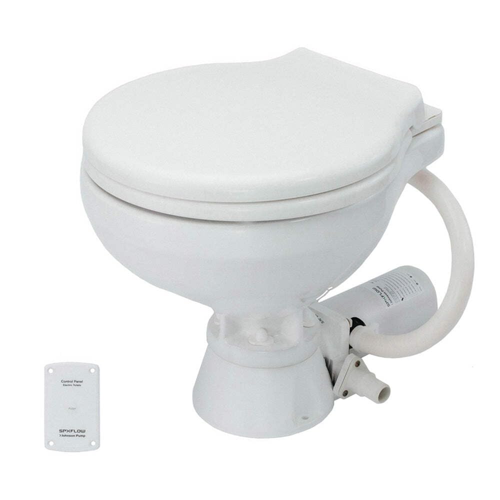 Johnson Pumps 80-47435-01 AquaT Compact Standard Electric Marine Toilet, 12V, White