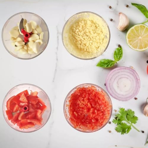 Mini Processador Triturador Manual Picador Fatiador de Alimentos com 3 lâminas 500ml (Cores Sortidas