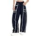 Barrel Sweatpants Girls Wide Leg Pants Baggy High Waisted Trousers Fashion Palazzo Pant Casual Pant with Pockets Navy 12 Years 14 Years