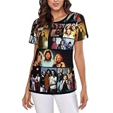 PTSBTDY Bee Musics Gees Women's Short Sleeve T-Shirt Graphic Printing Crewneck Casual Tees Soft Tops Large Black