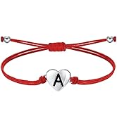 J.Endéar Mädchen Damen Buchstaben Armband, Silber 925 Herzen Initialen Handmade Cord Schmuck, Per...