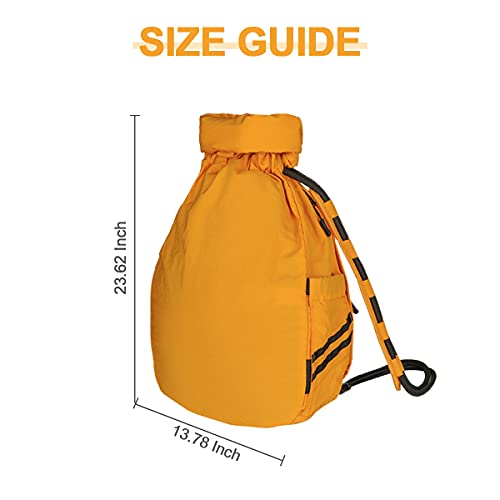 Water-Resistant Drawstring Bag - Expandable 30L with Anti-Theft Zipper Pockets - Ideal Small Cinch Backpack for Men, Women, and Kids - Perfect Gym, Beach, School, and Travel Bag (Orange)2