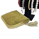 Ancsttu Bolsa de joyería para viajes, bolso portátil con cremallera con borlas, bolsa de viaje para joyas | para mujeres y niñas, pulseras, anillos, aretes, brazaletes, relojes, cosméticos