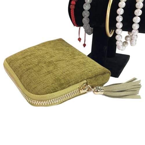 Pruojhw para Joyas, Bolso Con Cremallera Y Borlas Portátil, Pequeño Estuche Para Joyas, Para Pulseras Anillos Pendientes Y Reloj De Uso Diario Y Cosmético