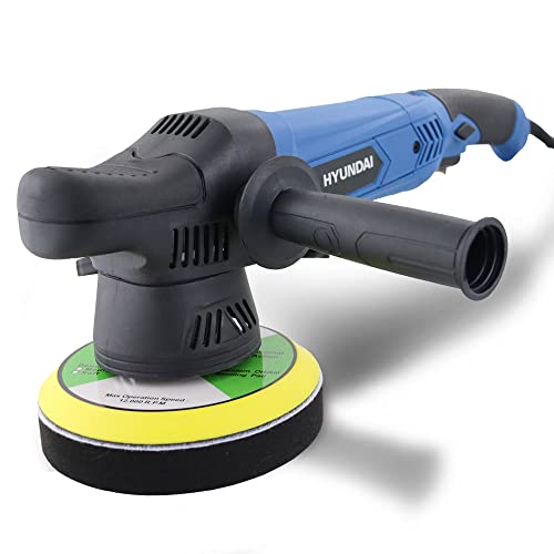 Hyundai 900w Dual Action Polisher Kit - Electric Car Polisher Machine with Variable Speed Control, Corded Buffing Machine for Cars, Vans, Caravans, 4 X 150mm Sponge and Wool Pads