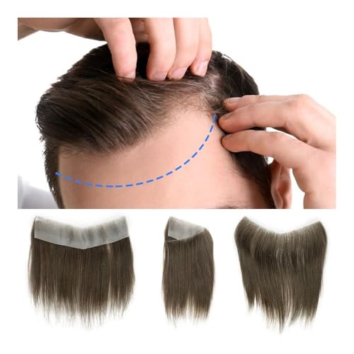 Toupet Homme Postiches for hommes en cheveux humains, postiches for hommes, peau fine, base en PU, ligne de cheveux invisible, unités de cheveux 2,5 x 16 cm, prothèse capillaire for hommes Système Rem