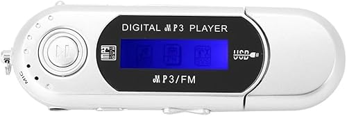 1 unidad USB 2.0 digital MP3 reproductor de música portátil LCD compatible con tarjeta TF de 32 GB y radio FM, uso 20 horas, plata
