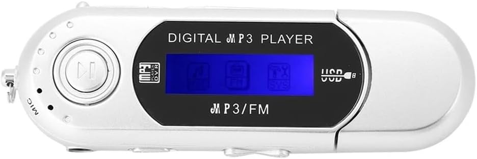 1PC USB 2.0 Digital MP3 Music Player Portable LCD Screen Support 32GB TF Card and FM Radio,Use 20 Hours,Silver