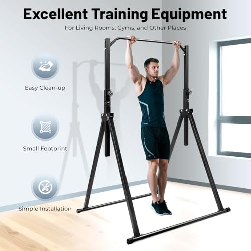 Bild 1 - Faltbar Klimmzugstange Freistehend, Klimmzugstange Power Tower Dip Stange Power Rack Dreieckstruktur 200kg Tragfähigkeit für Wohn- und Schlafzimmer, Fitnessstudios