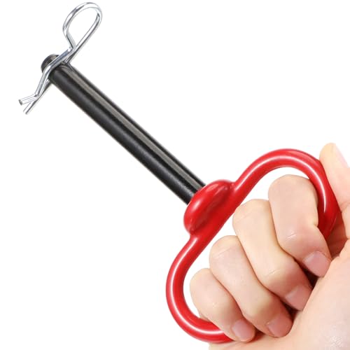BBTO 1 Pieces Tractor Hitch Pin 1/2 x 3-5/8 Inch Red Trailer Handle Hitch Pin Accessories Farm Turn Mower Towing Cargo Boat RV Car Truck Bike ATV