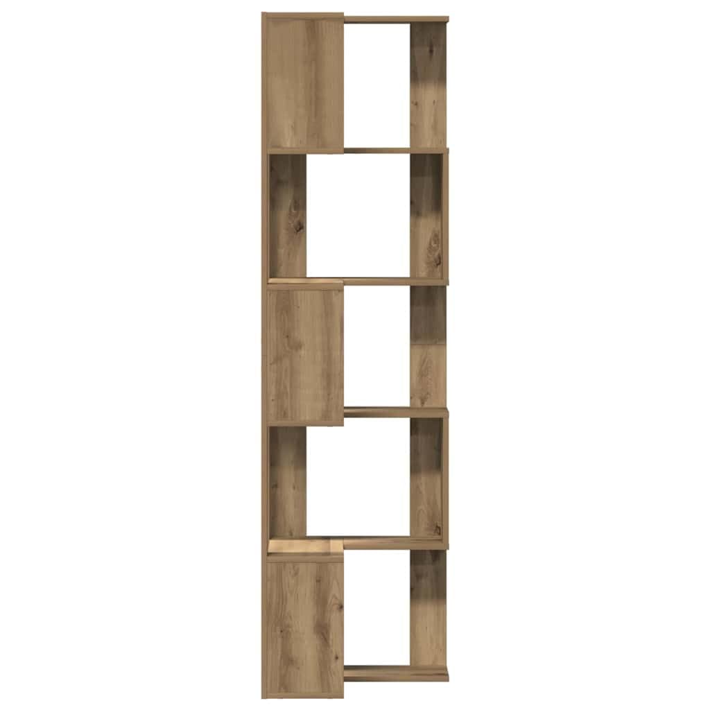 vidaXL Bibliothèque d'angle 5 Niveaux chêne Artisanal Bois ingénierie, étagère à Livres d'angle, vitrine d'angle, Armoire d'angle