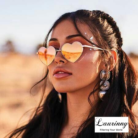 Retro Heart Sunglasses Polarized for Women Men Heart Shaped Glasses Metal Frame Spring Hinge2