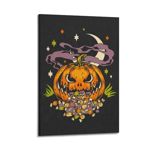 Poster Halloween vintage graffiti citrouille toile décoration chambre 20x30cm