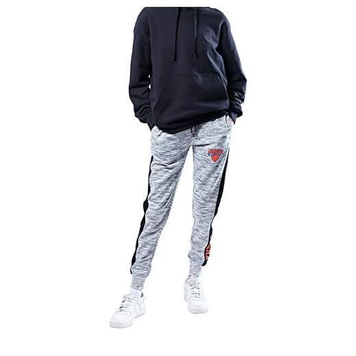 Ultra Game NBA New York Knicks Womens Active Basic Fleece Jogger Sweatpants, Space Dye Gray, X-Large