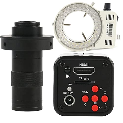 顕微鏡キット 16mp 2K 1080p 60fps顕微鏡カメラズームCマウントレンズ 顕微鏡レンズアダプター(With 130X Lens Light)