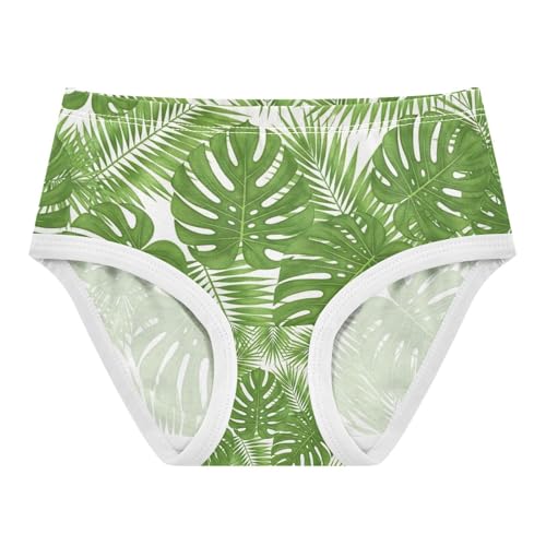 Green Tropical Palm Leaves Underwear Toddler Girl, Kids Underwear, 2T–8 Years
