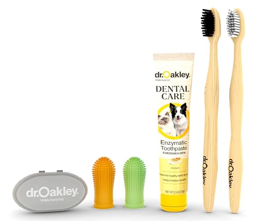 ドクターオークリー(Dr.Oakley) 犬猫トータルデンタルケアキット チキン味 歯磨き粉 ブラシ ケース ナチュラル（Amazon）