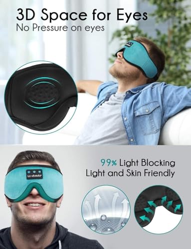 Image of LC-dolida Sleep Headphones, Sleep Mask Bluetooth Wireless Music Eye Mask, Bluetooth Headphones for Side Sleepers,Perfect for Travel, Night Work, Napping, Both Men and Women(Sky Blue)